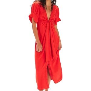 Free People Scarlet Midi Dress with Tie Front